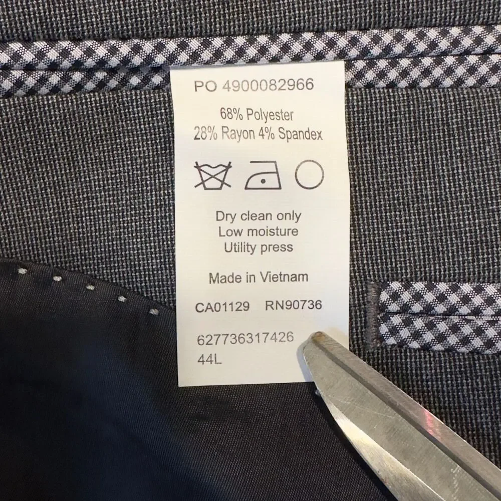 Chaps Men's 44L Gray Blazer Sport Coat Two Button Single Vent Suit Jacket